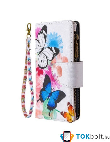 Oldalra nyíló tok cipzáras rekesszel Huawei P30 Lite / P30 Lite New Edition - PILLANGÓK