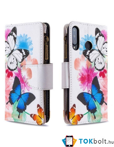 Oldalra nyíló tok cipzáras rekesszel Huawei P30 Lite / P30 Lite New Edition - PILLANGÓK