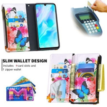 Oldalra nyíló tok cipzáras rekesszel Huawei P30 Lite / P30 Lite New Edition - PILLANGÓK