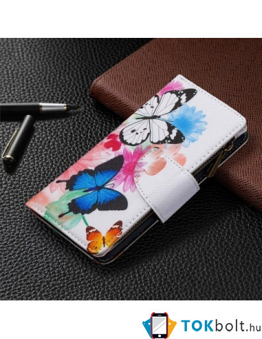 Oldalra nyíló tok cipzáras rekesszel Huawei P30 Lite / P30 Lite New Edition - PILLANGÓK