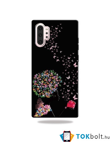 Mintás rugalmas TPU tok Samsung Galaxy Note 10 Plus készülékhez - VIRÁG ÉS PILLANGÓ