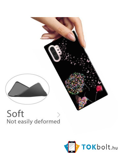 Mintás rugalmas TPU tok Samsung Galaxy Note 10 Plus készülékhez - VIRÁG ÉS PILLANGÓ