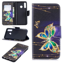 Oldalra nyíló tok Huawei P30 Lite / P30 Lite New Edition telefonhoz - ARANY PILLANGÓS