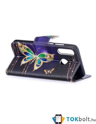 Oldalra nyíló tok Huawei P30 Lite / P30 Lite New Edition telefonhoz - ARANY PILLANGÓS