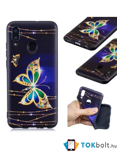 Mintás rugalmas TPU tok Huawei P Smart (2019) / Honor 10 Lite készülékhez - GYÖNYÖRŰ PILLANGÓS