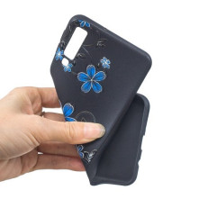 Mintás rugalmas TPU tok Samsung Galaxy A7 (2018) készülékhez - KÉK VIRÁGOS
