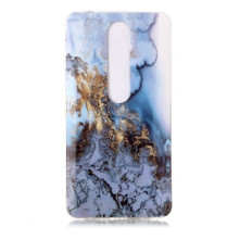 Márvány mintás rugalmas tok Nokia 6.1 / Nokia 6 (2018) készülékhez - ARANY-KÉK
