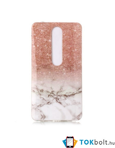 Márvány mintás rugalmas tok Nokia 6.1 / Nokia 6 (2018) készülékhez - NARANCSSÁRGA-SZÜRKE