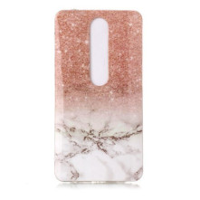 Márvány mintás rugalmas tok Nokia 6.1 / Nokia 6 (2018) készülékhez - NARANCSSÁRGA-SZÜRKE