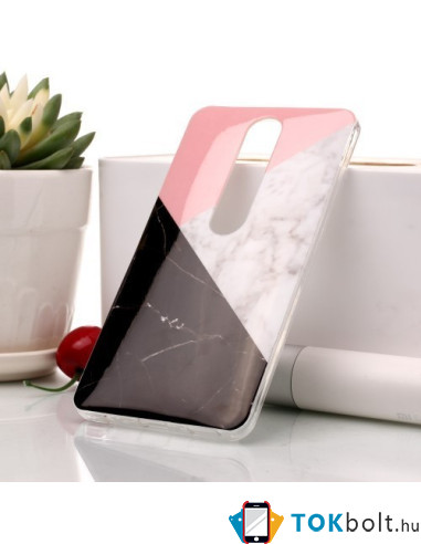 Márvány mintás rugalmas tok Nokia 6.1 / Nokia 6 (2018) készülékhez - PINK-SZÜRKE-FEKETE