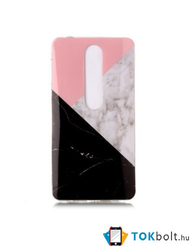 Márvány mintás rugalmas tok Nokia 6.1 / Nokia 6 (2018) készülékhez - PINK-SZÜRKE-FEKETE