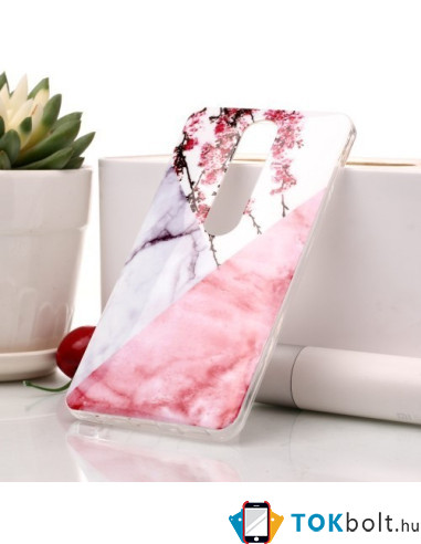 Márvány mintás rugalmas tok Nokia 6.1 / Nokia 6 (2018) készülékhez - VIRÁGOS