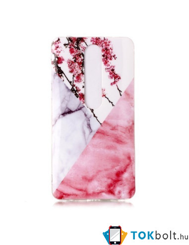 Márvány mintás rugalmas tok Nokia 6.1 / Nokia 6 (2018) készülékhez - VIRÁGOS
