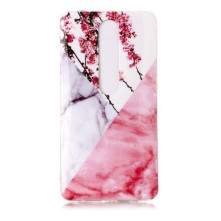 Márvány mintás rugalmas tok Nokia 6.1 / Nokia 6 (2018) készülékhez - VIRÁGOS