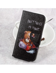 Mintás notesz tok LG K8 (2017) telefonhoz - ŐRÜLT MEDVE