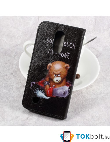 Mintás notesz tok LG K8 (2017) telefonhoz - ŐRÜLT MEDVE