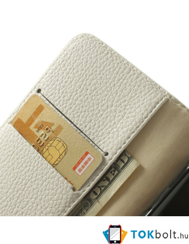 Oldalra nyíló mágneszáras notesz telefontok Samsung Galaxy S5 mini telefonhoz - fehér