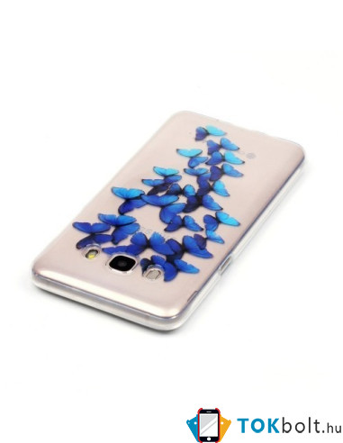 Hajlékony TPU tok Samsung Galaxy J7 (2016) telefonhoz - KÉK PILLANGÓK