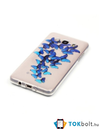 Hajlékony TPU tok Samsung Galaxy J7 (2016) telefonhoz - KÉK PILLANGÓK