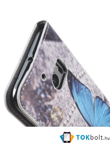 Mintás mappa telefontok HTC 10 / HTC 10 Lifestyle telefonhoz - KÉK PILLANGÓS