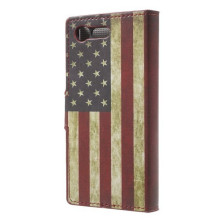 Oldalra nyíló mintás védőtok Sony Xperia X Compact telefonhoz - AMERIKAI ZÁSZLÓS
