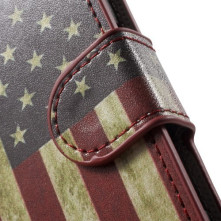 Oldalra nyíló mintás védőtok Sony Xperia X Compact telefonhoz - AMERIKAI ZÁSZLÓS