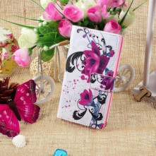 Lila virág mintás notesz tok Sony Xperia M2 / M2 Dual / M2 Aqua telefonhoz