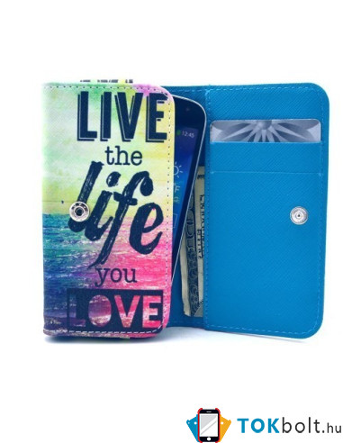 Kártyatartós, patentos mintás tok 3.0-3.5 colos készülékekhez - LIVE THE LIFE YOU LOVE