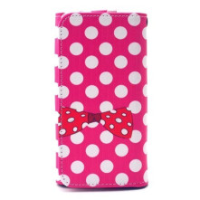 Kártyatartós, patentos mintás tok 4.8-5.3 colos készülékekhez - FEHÉR PÖTTYÖS PINK