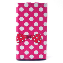 Kártyatartós, patentos mintás tok 4.8-5.3 colos készülékekhez - FEHÉR PÖTTYÖS PINK