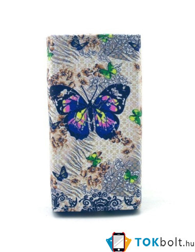 Kártyatartós, patentos mintás tok 3.5-4.0 colos készülékekhez - PILLANGÓ MINTÁS