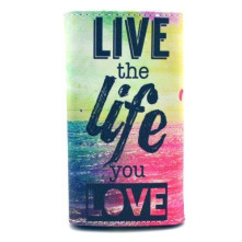 Kártyatartós, patentos mintás tok 3.5-4.0 colos készülékekhez - LIVE THE LIFE YOU LOVE