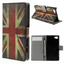 Oldalra nyíló brit zászlós tok Sony Xperia Z5 Compact telefonhoz