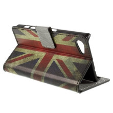 Oldalra nyíló brit zászlós tok Sony Xperia Z5 Compact telefonhoz