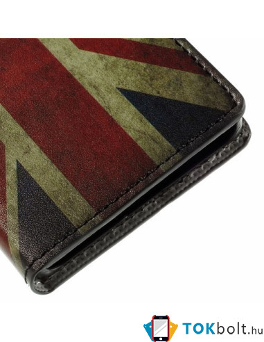 Oldalra nyíló brit zászlós tok Sony Xperia Z5 Compact telefonhoz
