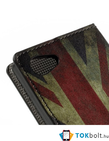 Oldalra nyíló brit zászlós tok Sony Xperia Z5 Compact telefonhoz