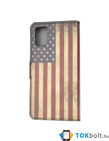 Oldalra nyíló mintás telefontok Samsung Galaxy A02s telefonhoz - AMERIKAI ZÁSZLÓ