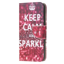 Oldalra nyíló mintás telefontok Samsung Galaxy A02s telefonhoz - KEEP CALM