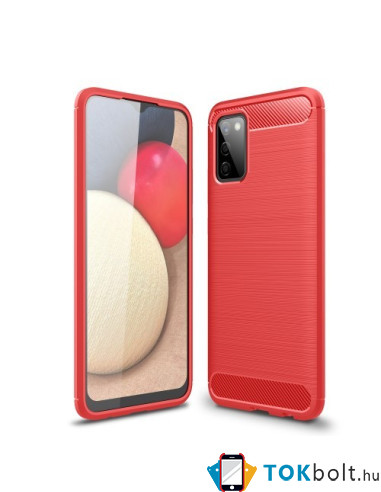 Samsung Galaxy A02s karbon mintás tok - PIROS