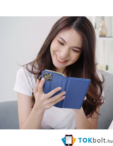 SMART szilikon keretes könyvtok Samsung Galaxy A52 5G / A52 készülékhez - KÉK