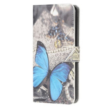 Oldalra nyíló mintás telefontok Samsung Galaxy A52 5G telefonhoz - KÉK PILLANGÓ