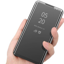Flip telefontok átlátszó előlappal Samsung Galaxy A52 5G készülékhez - FEKETE