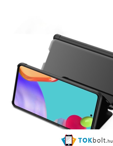 Flip telefontok átlátszó előlappal Samsung Galaxy A52 5G készülékhez - FEKETE