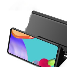 Flip telefontok átlátszó előlappal Samsung Galaxy A52 5G készülékhez - FEKETE