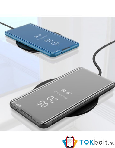 Flip telefontok átlátszó előlappal Samsung Galaxy A52 5G készülékhez - FEKETE