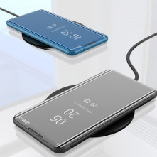 Flip telefontok átlátszó előlappal Samsung Galaxy A52 5G készülékhez - FEKETE