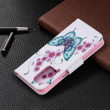 Oldalra nyíló mintás telefontok Samsung Galaxy A52 5G telefonhoz - PILLANGÓK ÉS VIRÁGOK