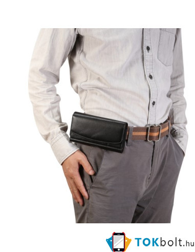 Univerzális 6.1 inches övre fűzhető színű mobiltelefon tartó - 16 x 8.3 x 1.8 cm - FEKETE