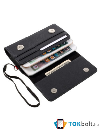 Univerzális 6.1 inches övre fűzhető mobiltelefon tartó - 16 x 8.3 x 1.0 cm - FEKETE