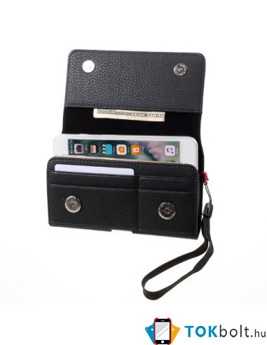 Univerzális 6.1 inches övre fűzhető mobiltelefon tartó - 16 x 8.3 x 1.0 cm - FEKETE